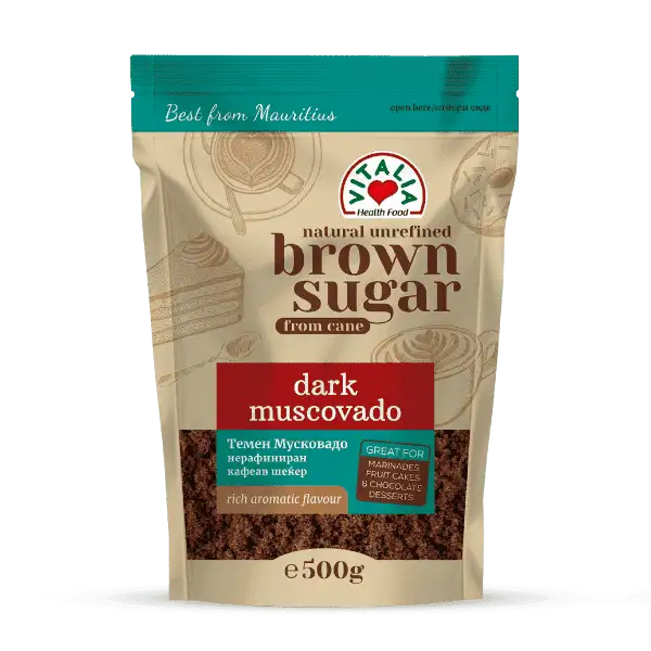  Sheqer i kaftë Muscovado i errët 500 g.