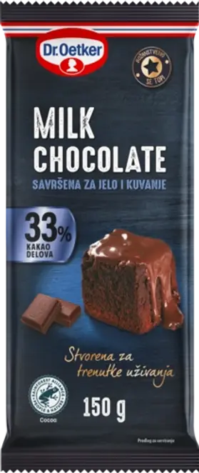 Чоколада млечна Dr. Oetker  150гр. 