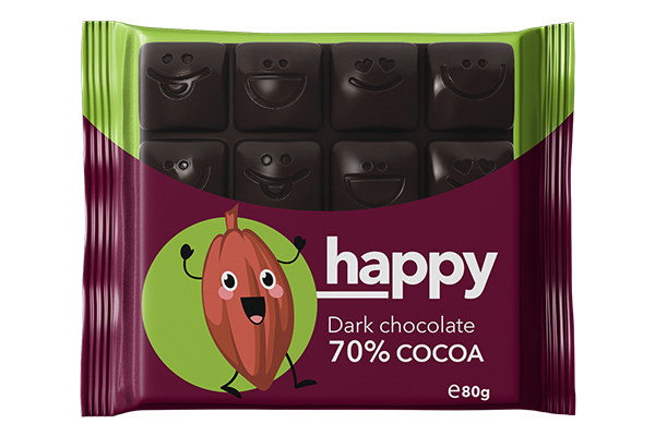  Happy dark chocolate 70% cocoa 80g.